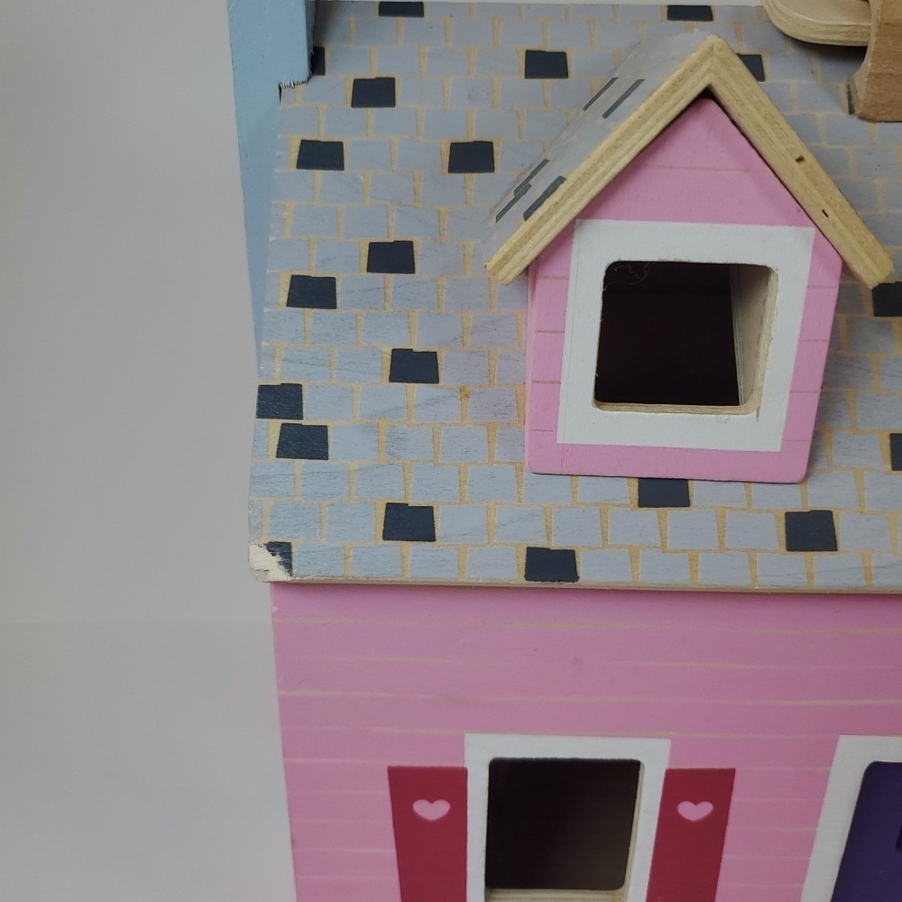 Melissa & Doug Fold and Go Wooden Dollhouse Pink Purple Door-House Only - Picture 2 of 9